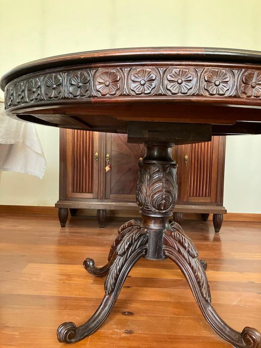 Mesa Redonda Vintage Extensível Madeira Nobre