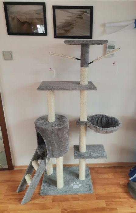 Nowy drapak wielopoziomowy 3w1 z legowiskiem i budką stabilny wysoki