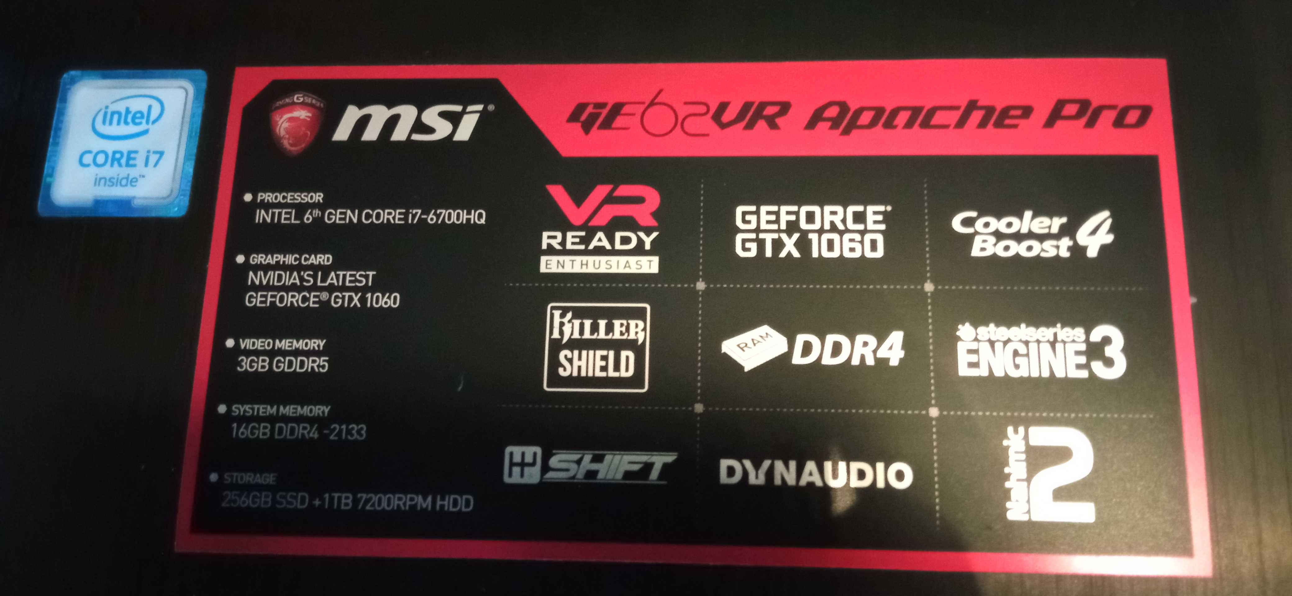 Laptop MSI GE62 Apache Pro