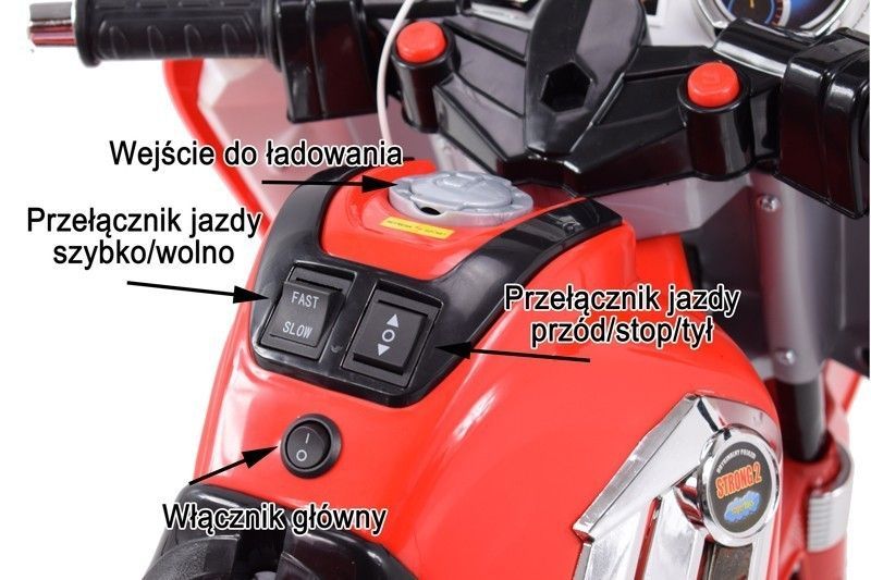 Wielki Motor Hero Z Dźwiękami Na Pompowanych Kołach Nowość 8815 12 V