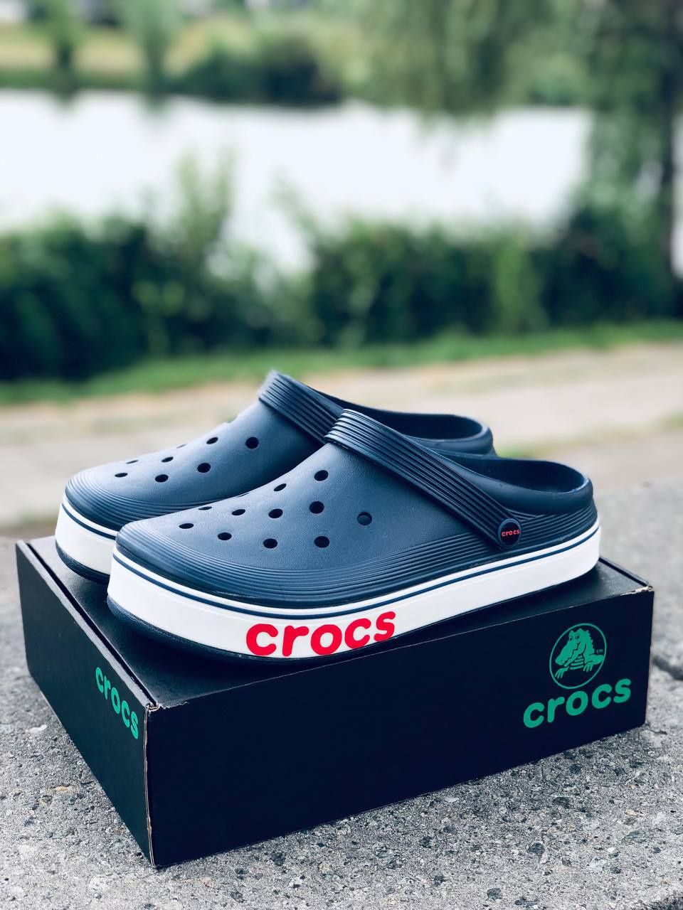 Мужские летние кроксы синие уличные новинка Crocs