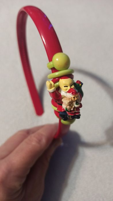 Opaska do włosów dla dziewczynki z Mikołajem Ozdoba do włosów Mikołaj