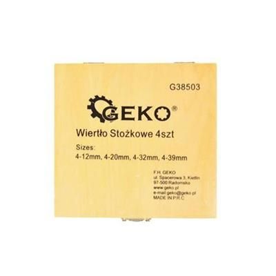 Wiertła stopniowe stożkowe zestaw 4-39mm 4szt Geko