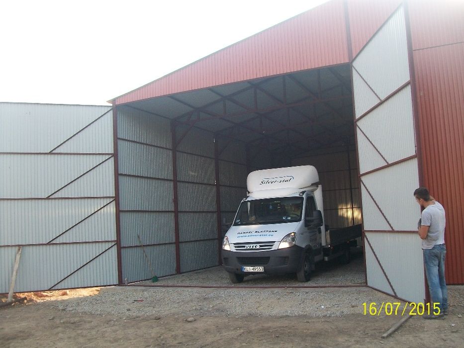 Garaż blaszany na maszyny rolnicze wiata 12x12 garaze blaszane