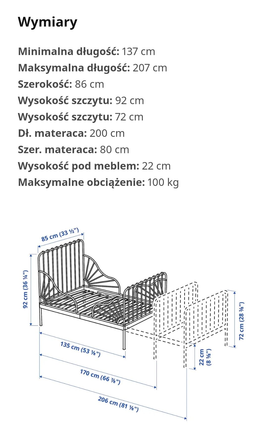 Łóżko ikea  dziecię rozsuwane