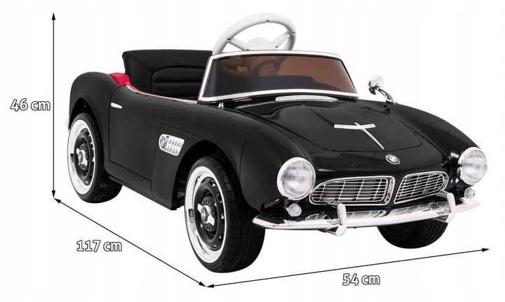 Samochód BMW 507 Retro elektryczny dla dzieci Czarny Audio LED Pilot