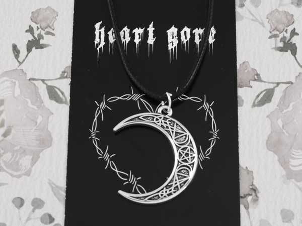 nowy wisiorek KSIĘŻYC pentagram goth gotycki witch HG95