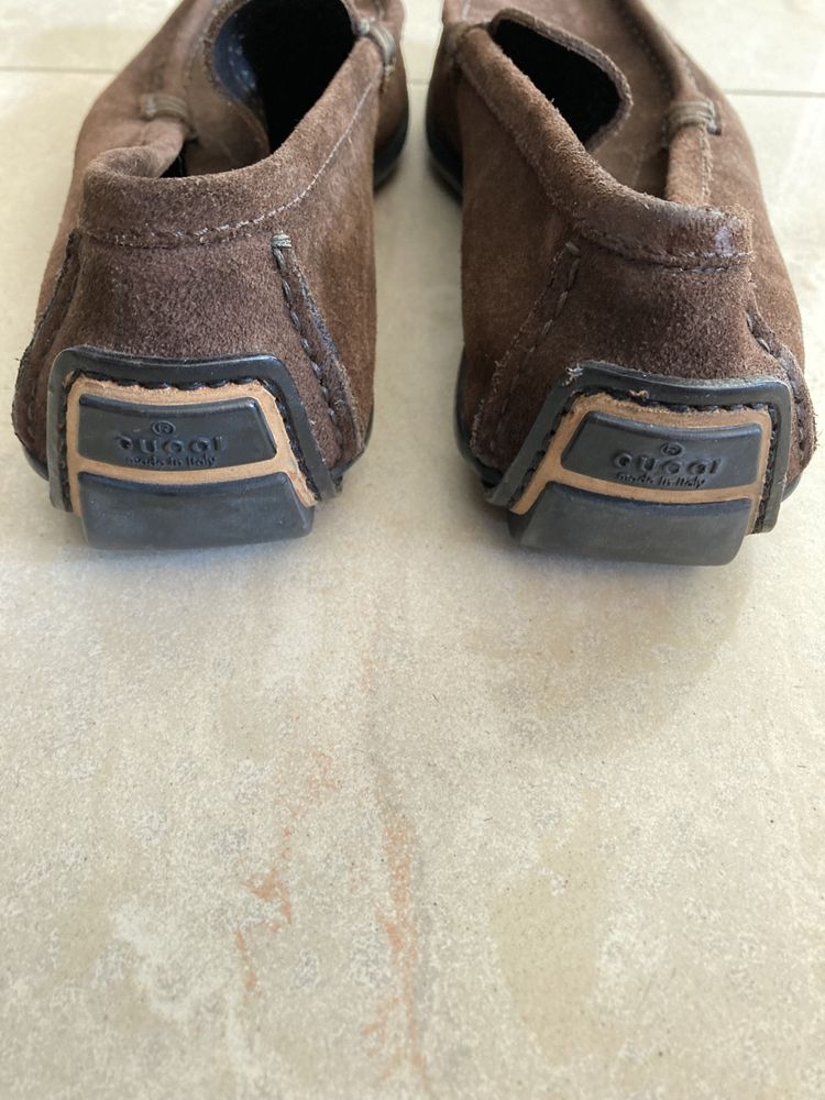 Zamszowe, brązowe mokasyny Gucci r. 41!