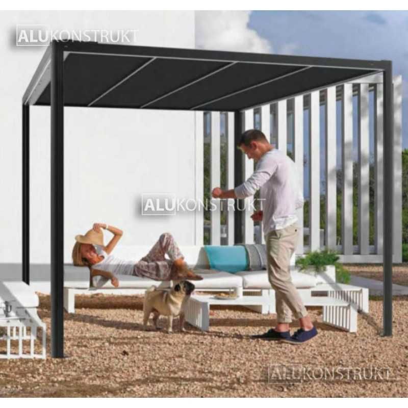 Pergola FIT Wolnostojąca 400x300 Grafit Aluminiowa z tkaniną