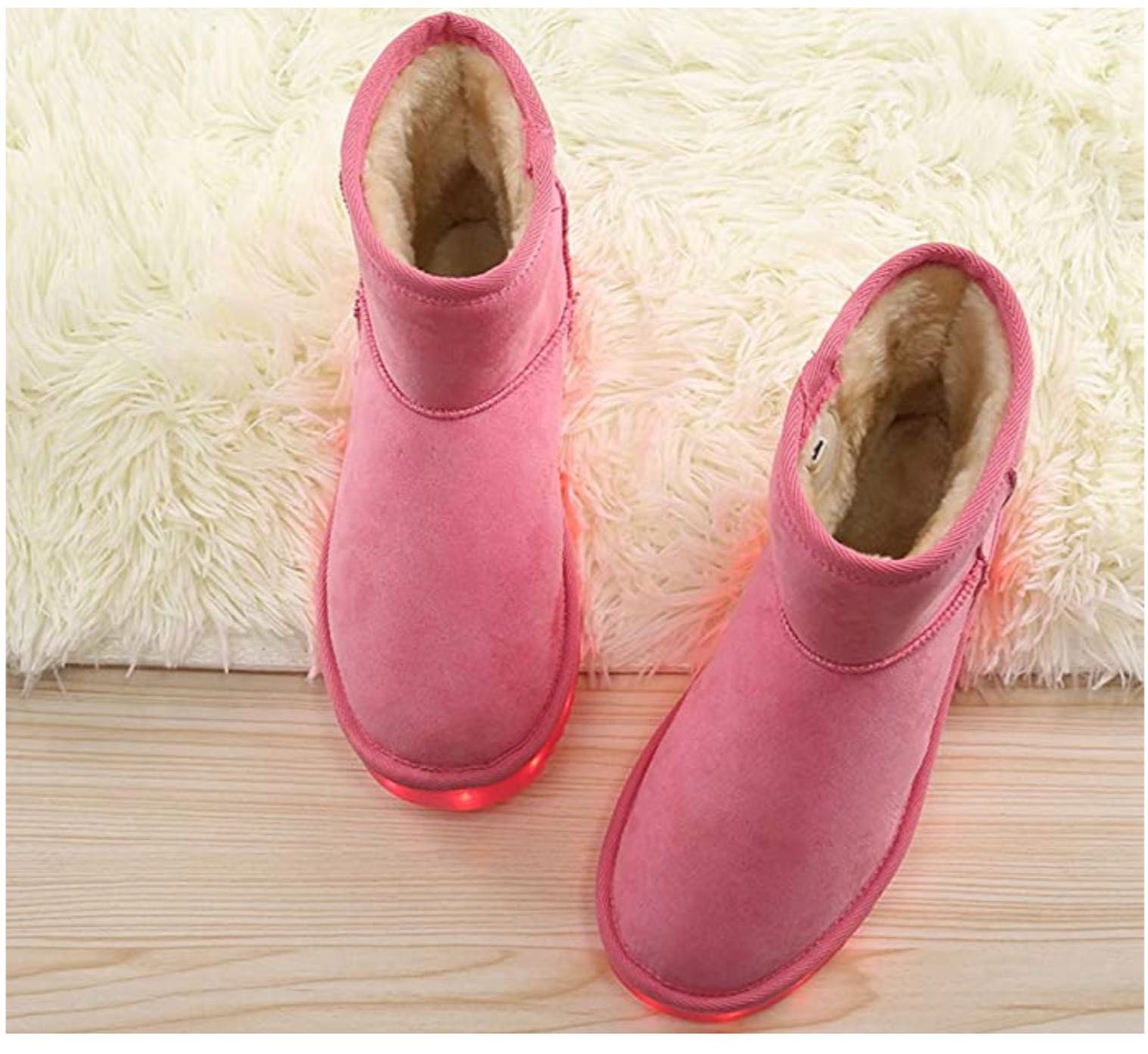 -70% - Ocieplane Buty LED emu różowe - wys. 24h - 36-40