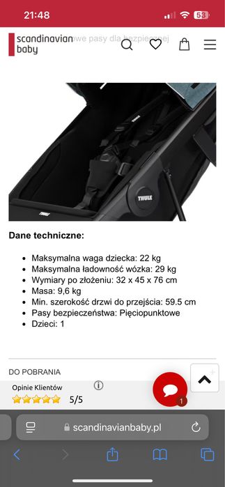 Spacerówka Thule Spring black/misty rose