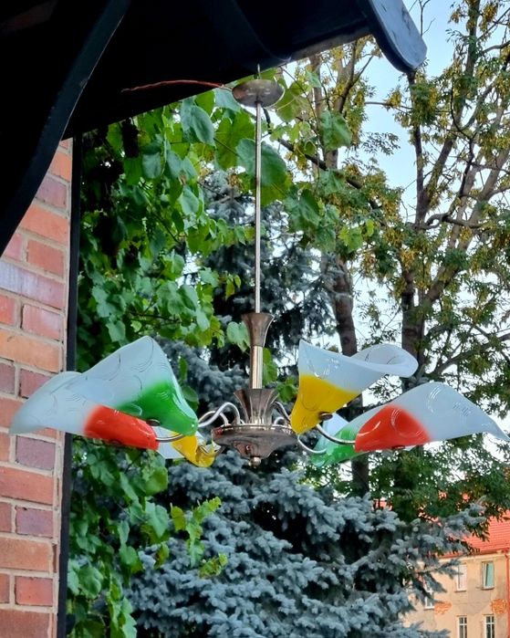 Stara Lampa Art Deco 6 elementów, żyrandol PRL lata 60-te E27  śliczna