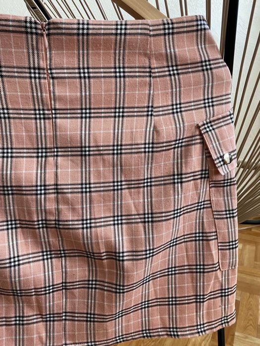 Sinsay spódnica krótka L różowa w kratkę