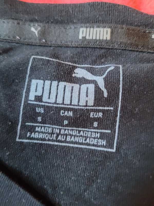 Puma koszulka czarna męska logo serek S
