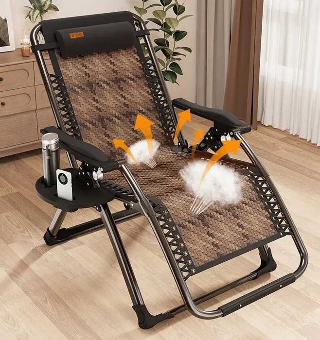 Розкладне крісло з ротангу шезлонг садовий Zero Gravity WCG S-9