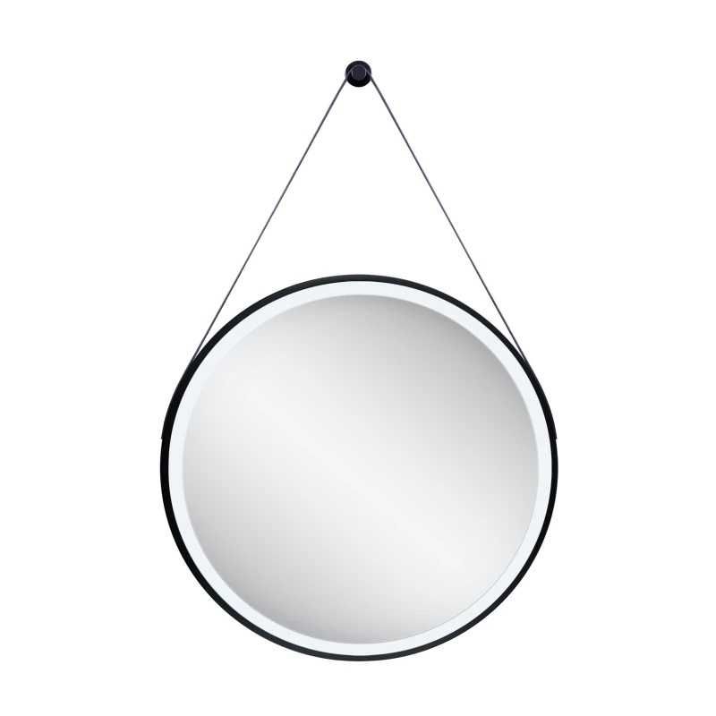 Дзеркало Robin кругла, LED вимикач настінний, R600 мм Black Qtap
