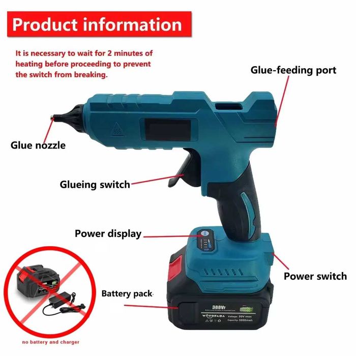 Акумуляторний клейовий пістолет для Makita 18v під стержні 11мм