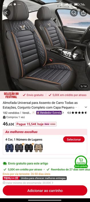 Capas banco automóvel 5 lugares