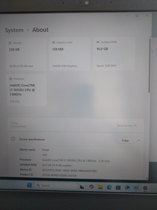 Lenovo ThinkPad L15 i7-10510U 16GB 256GB SSD 15.6 Laptop