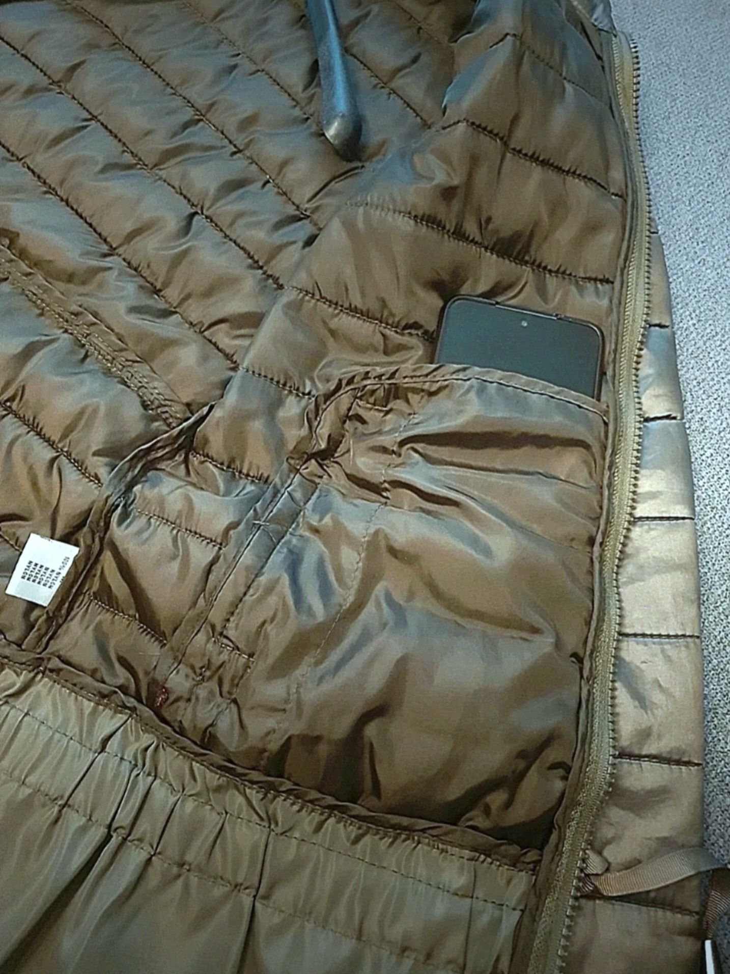 Wiosenna pikowana kurtka damska Bilin 38 puchowa khaki krótka na zamek