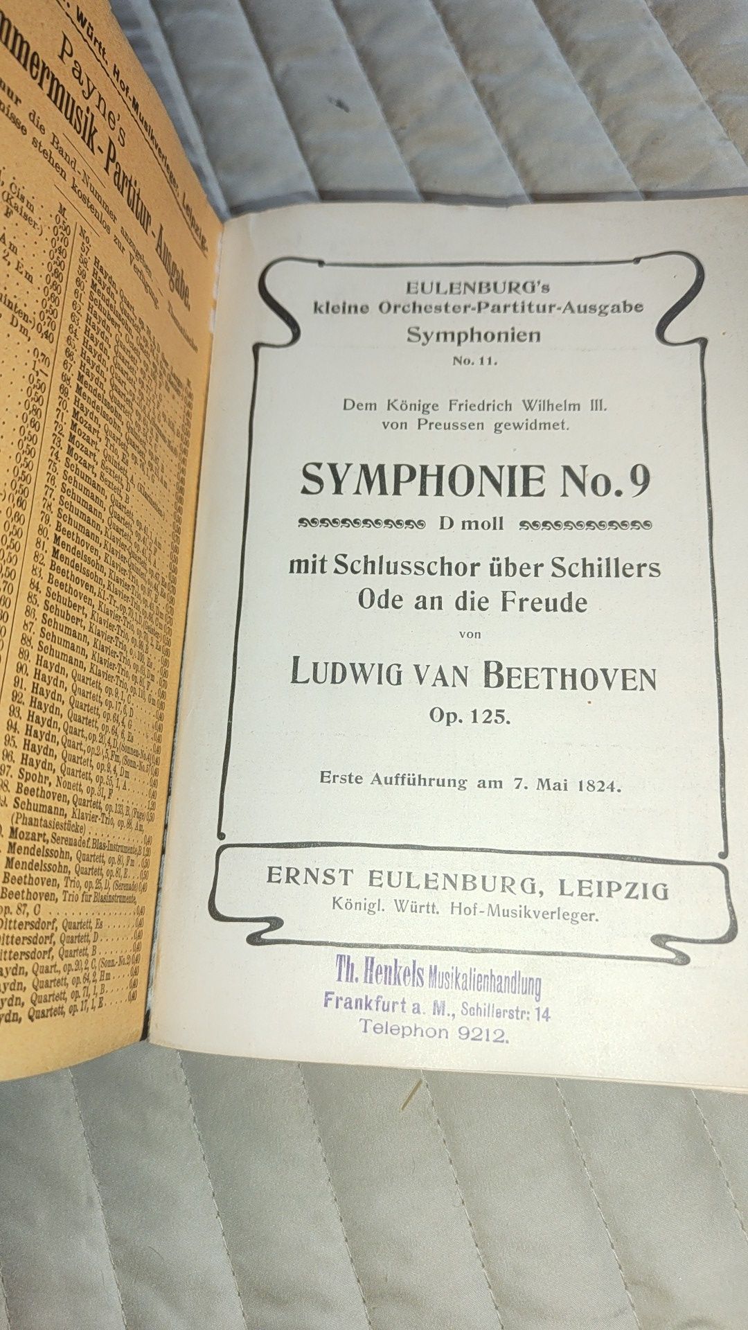 Nuty 1824 ROK Beethoven symphonie de moll mit Chór ,antyk
