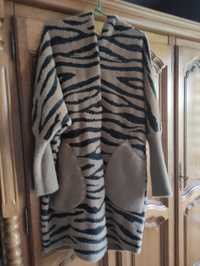 Prześliczny płaszcz płaszczyk zebra zwierzęcy print alpaka zebra