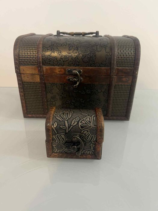 Kuferek szkatułka na drobiazgi mała i duża styl vintage