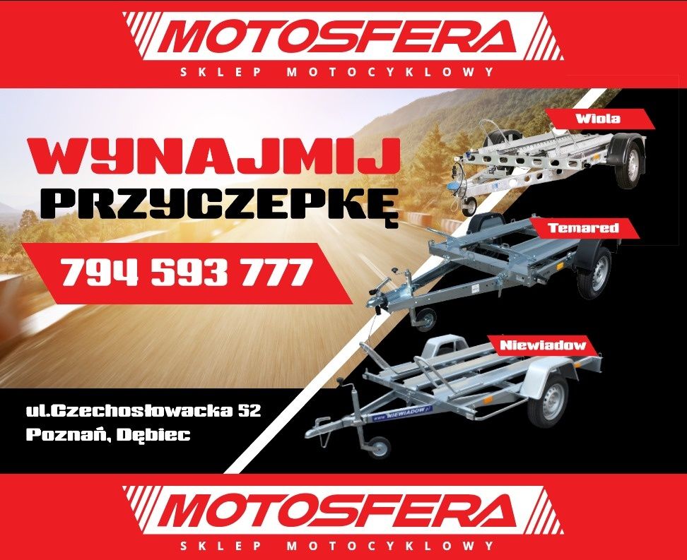 Przyczepa motocyklowa wynajem wypożyczalnia