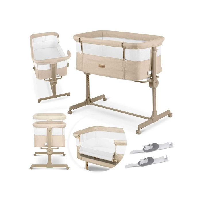 ŁÓŻECZKO DOSTAWKA Turystyczne Obniżane do łóżka Dziecięce Beżowe