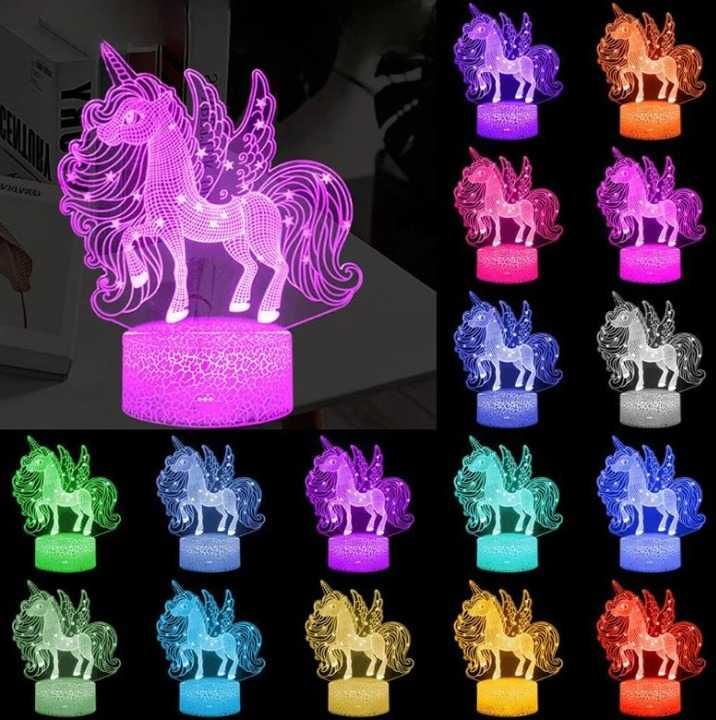 Lampka Nocna Biurkowa Dla Dzieci Unicorn Jednorożec Koń LED + Pilot