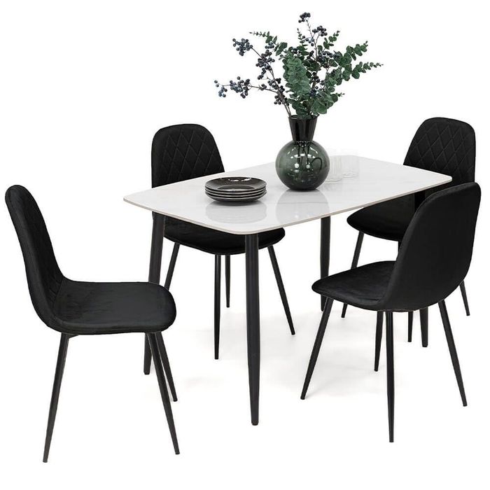 Stół ceramiczny LORIS 120CM Biały + 4 Krzesła