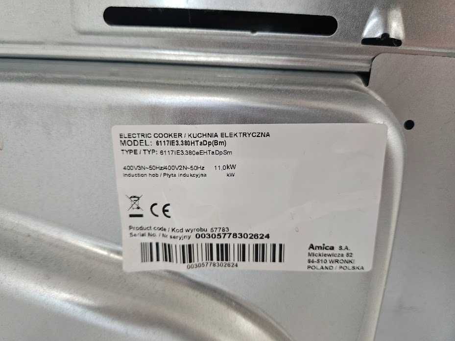 Kuchnia elektryczna indukcyjna Amica 400 V – 11 kW