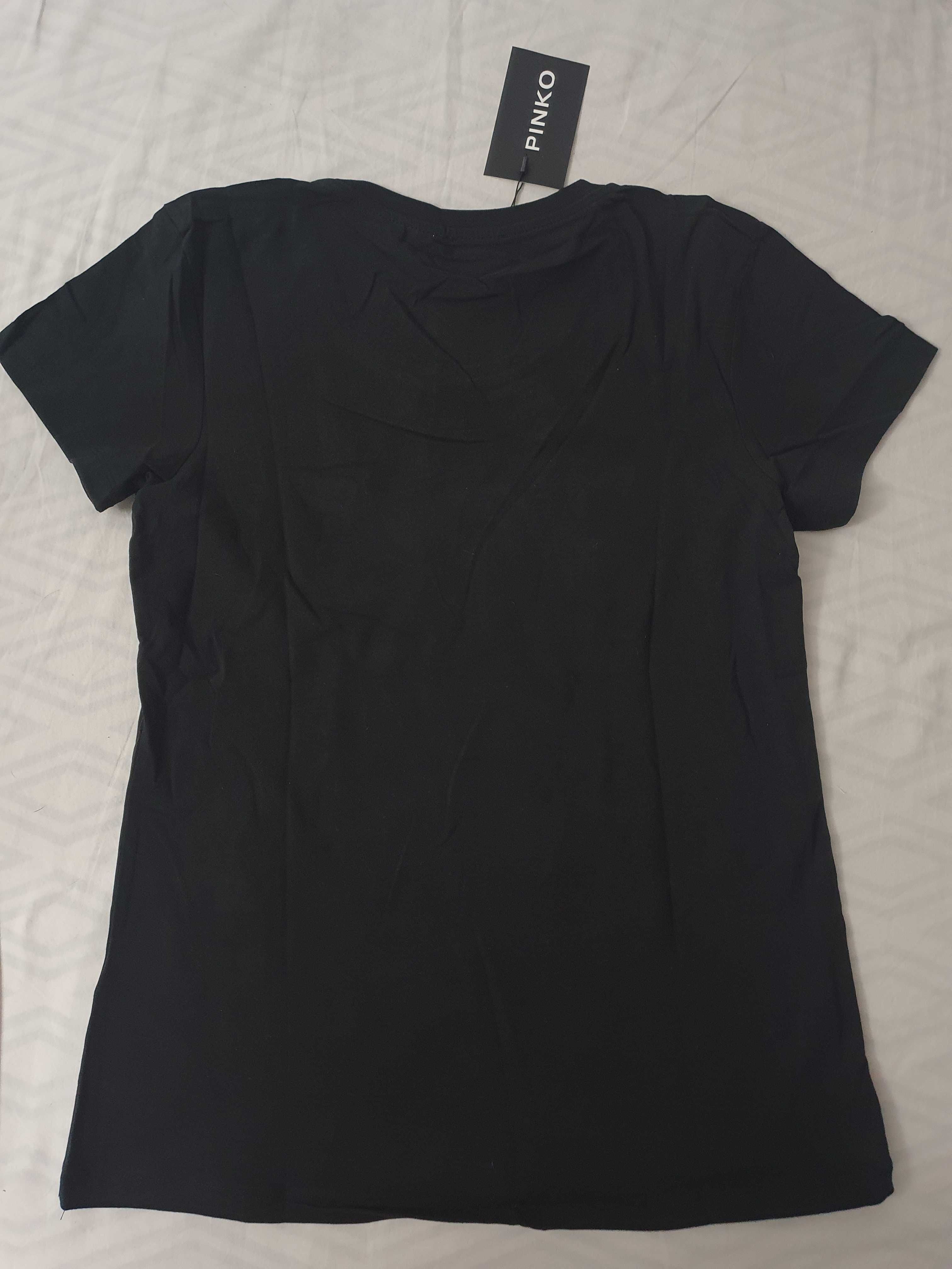 NOWA damska koszulka Pinko t-shirt jaskółki bluzka pp czarna xxl 44