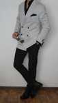 Marynarka Nowa Dwurzędowa Topman Roz. 42 Kol. Szary Jasny Skinny
