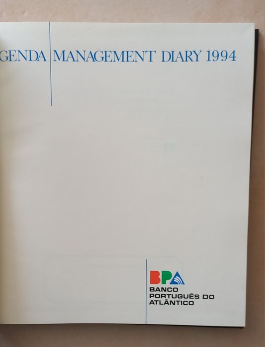 Antiga agenda do Banco Português do Atlântico 1994