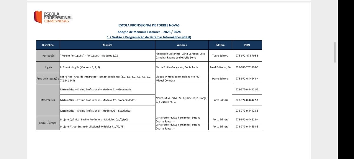 Livros 1 ano Programação