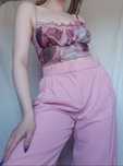 Różowa siateczkowa krótka bluzka na ramiączka crop top XL 42