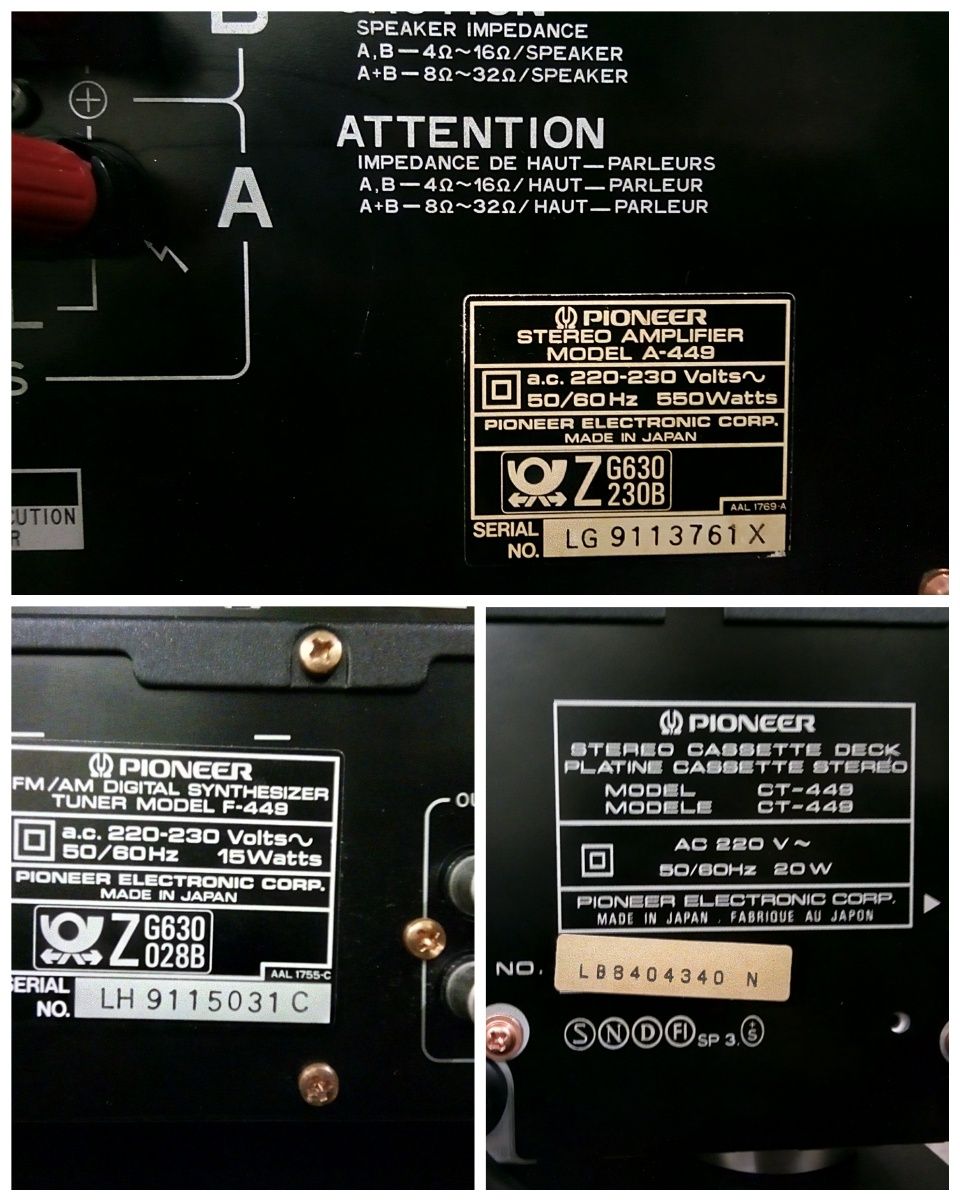 PIONEER A-449, F-449, CT-449