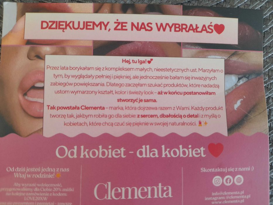 Clementa powiększacz ust błyszczyk mocny nowy w folii