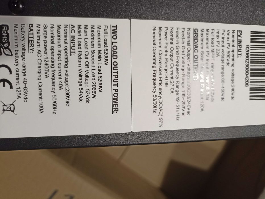 6,2 kW 48V  Гібридний інвертор