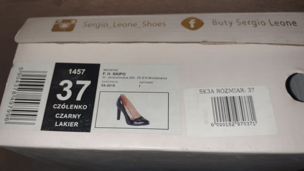 Buty damskie czarne czółenka lakierowane r. 37