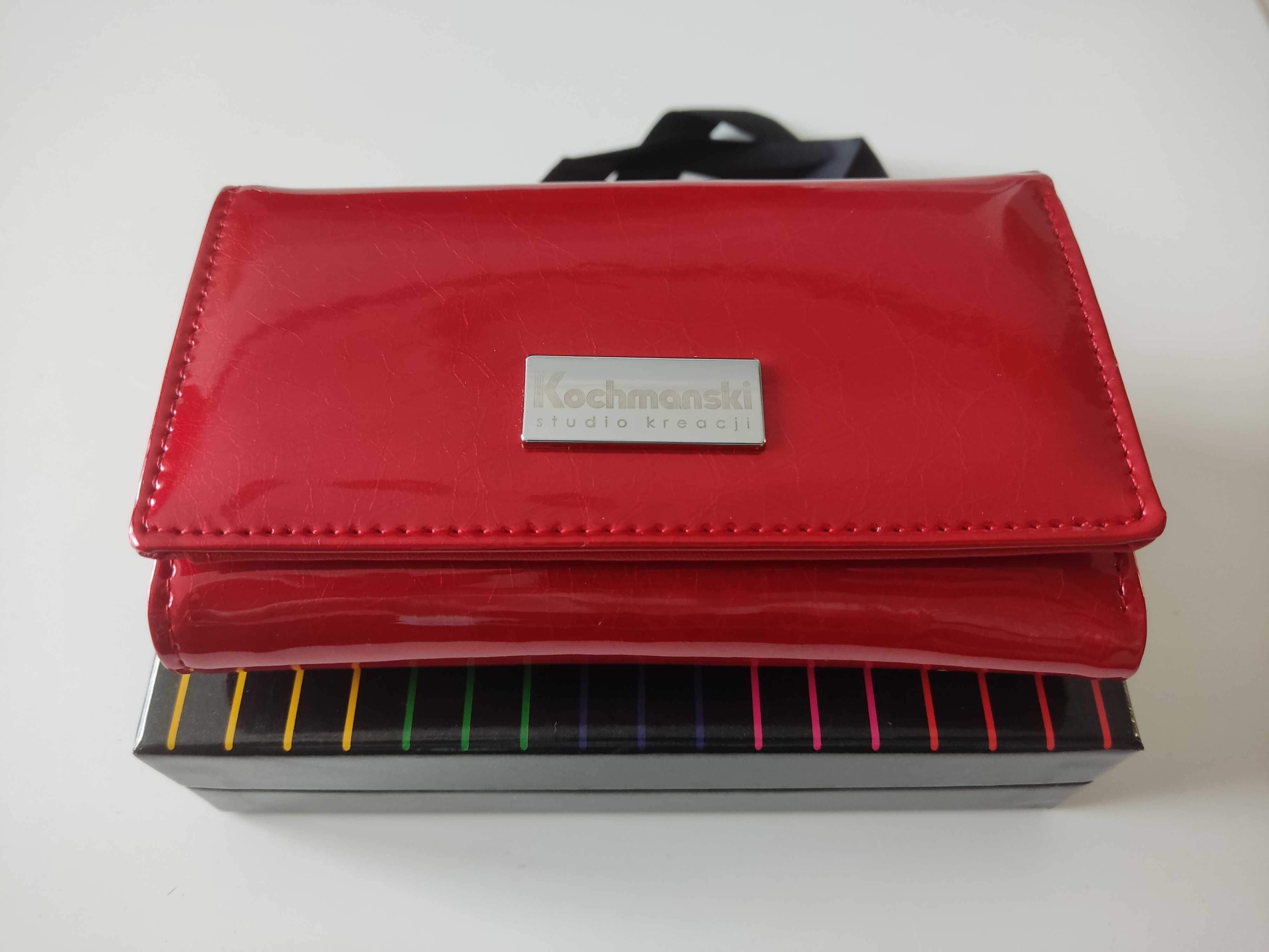 NOWY portfel damski lakierowany czerwony PREMIUM ochrona RFID