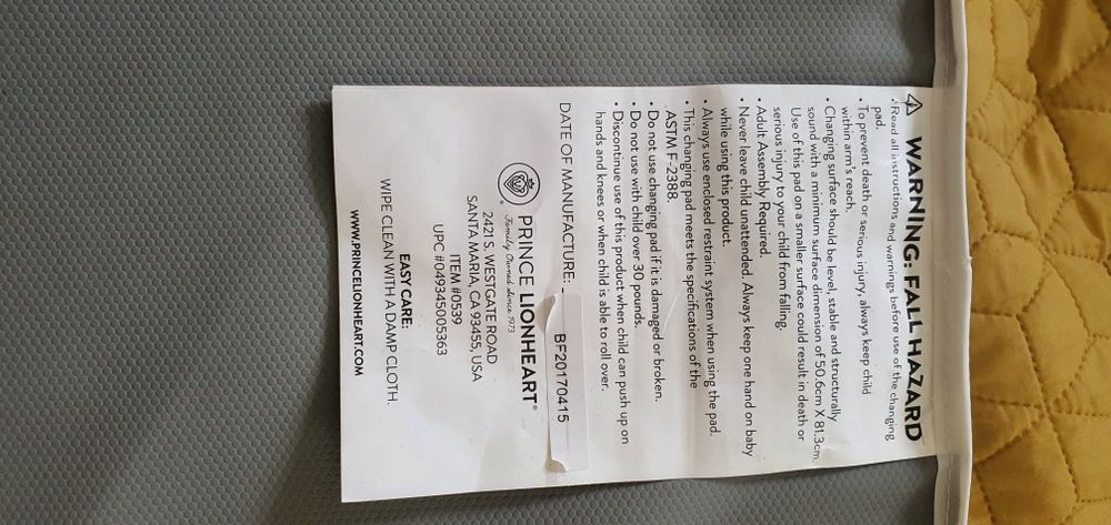 Przewijak na lozeczko twardy usztywniany z swiatlem pasami niemiecki