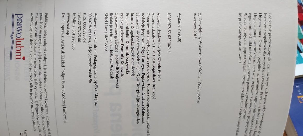 Podręcznik bezpieczeństwo i higiena pracy