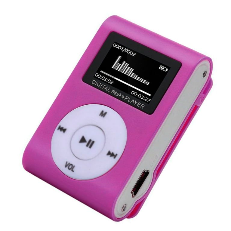 odtwarzacz MP3 z akumulatorem LCD Mini Clip Muzyka Metal różowy