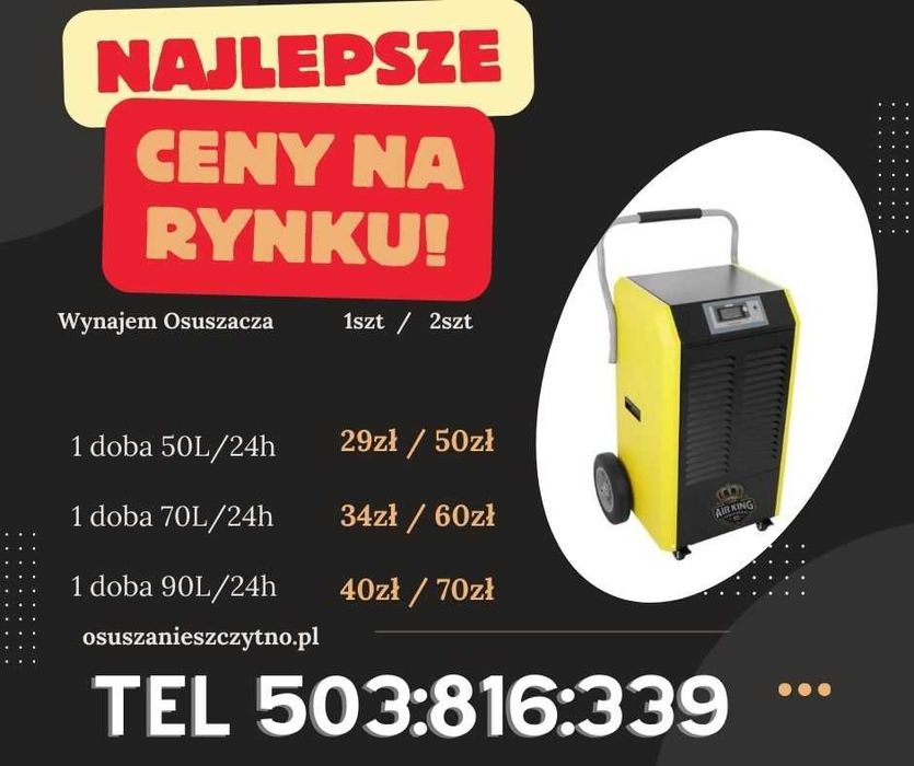 Wynajem Osuszaczy | Osuszanie tynków i posadzek | odgrzybianie FV