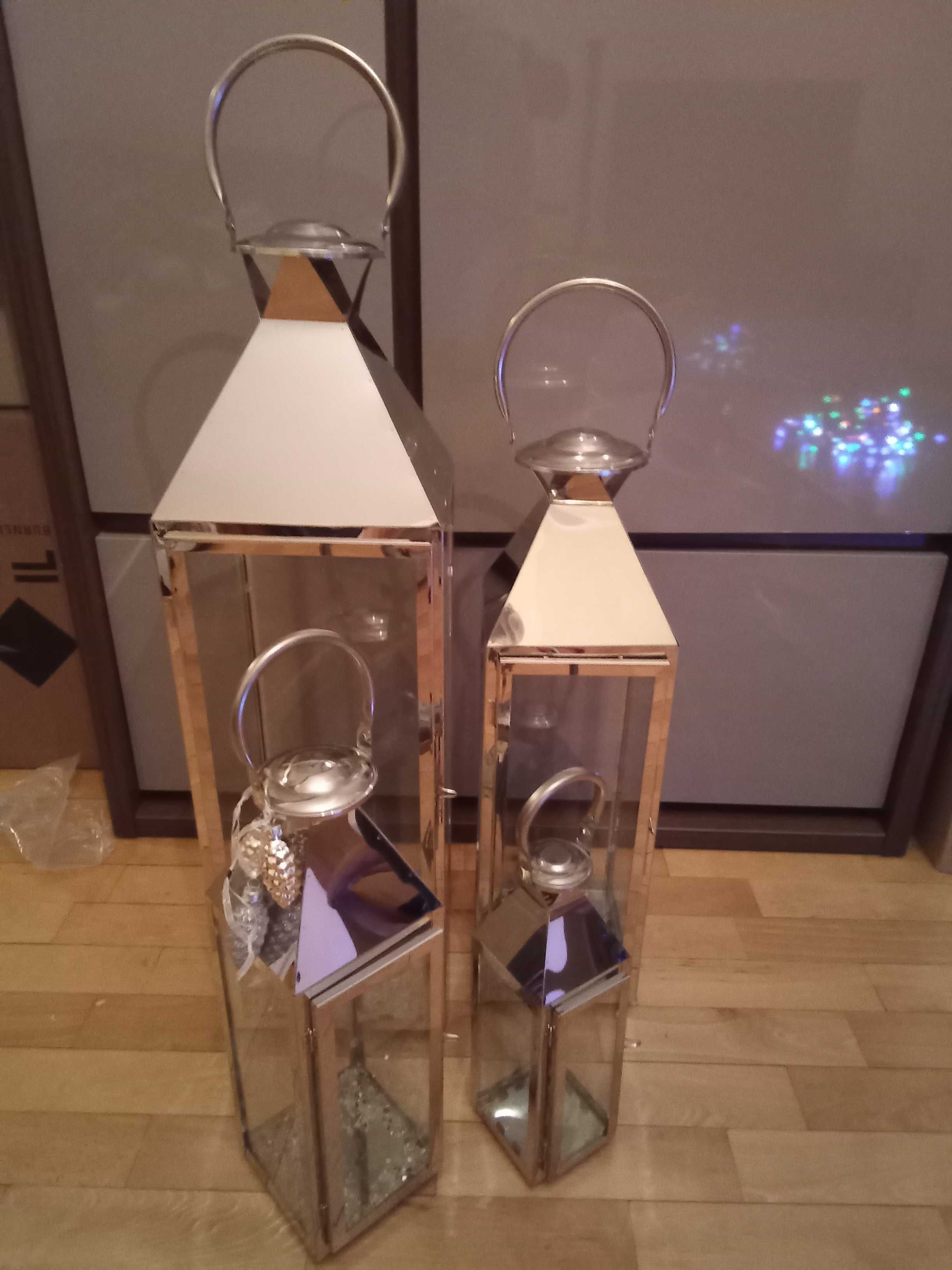 Lampiony latarnie duże XXL Święta dekoracje metalowe szklane