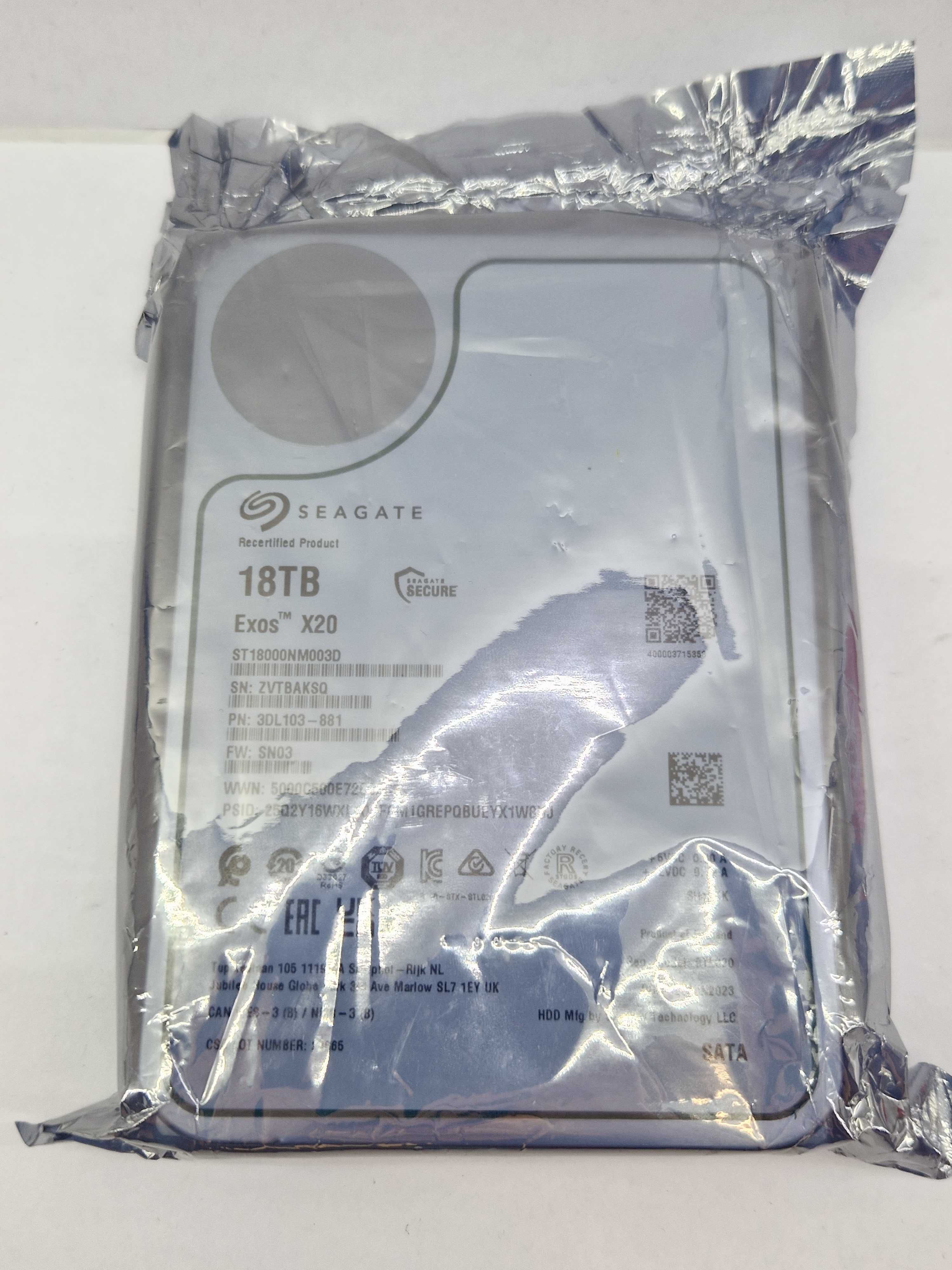 Dysk twardy Seagate Exos X20 ST18000NM003D 18TB SATA III 3,5"