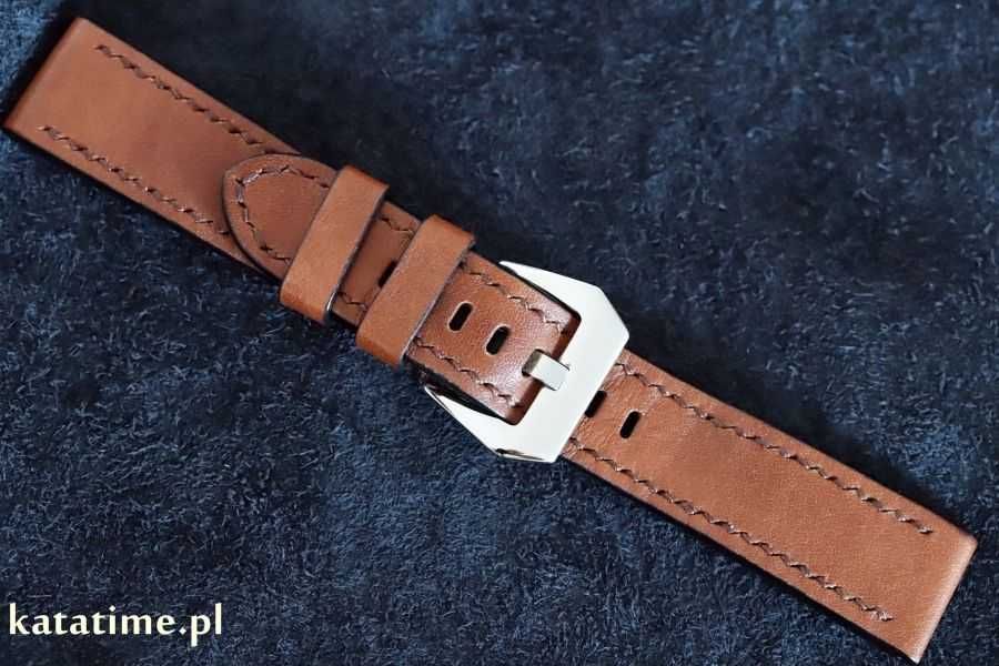 PASEK DO ZEGARKA 22 mm brązowy szyty ręcznie skóra  Apple smartwatch
