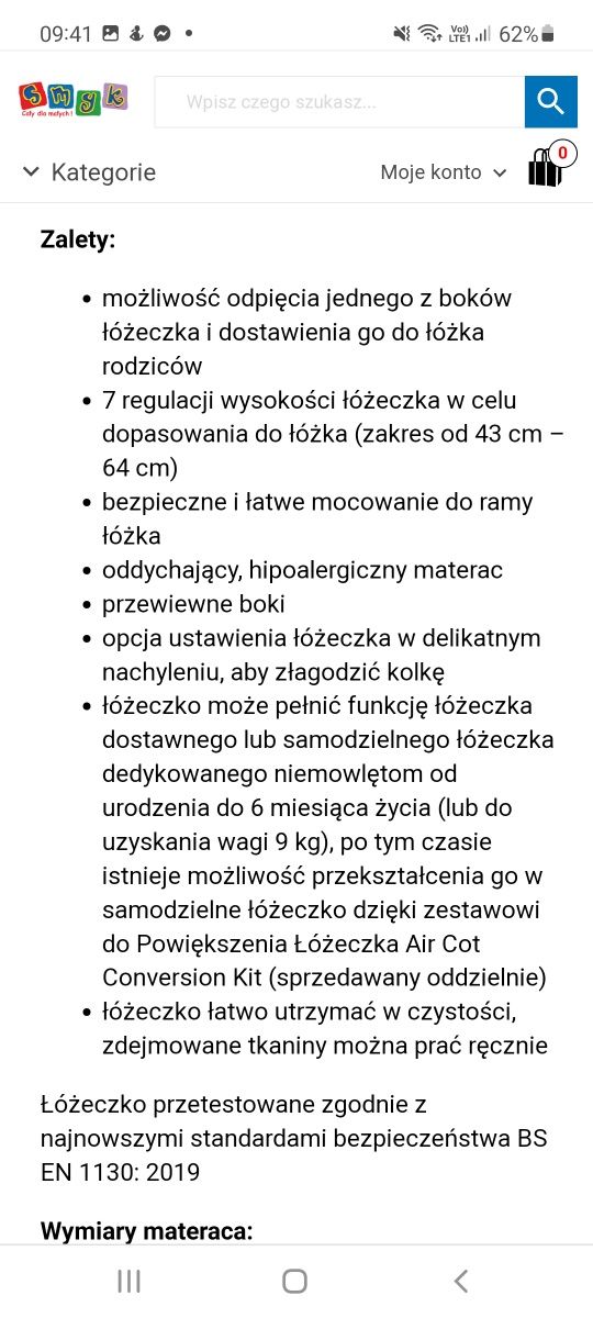 Łóżeczko dostawne